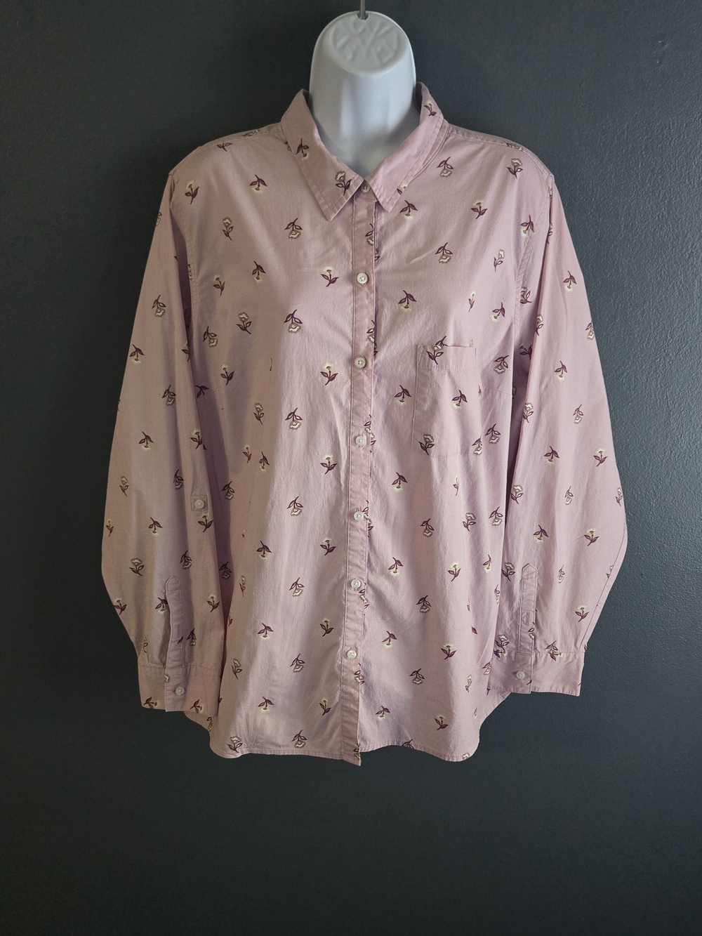 Croft & Barrow Preppy Utility Cottagecore Button Front Cotton Blend Shirt 2X